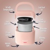 image:imageNostalgia 32Ounce Heated Electric Lunch Box  Travel Size 4 Cup Capacity for Soup Pasta and Leftovers  LeakProof Silicone Sealed Lid Foldable Carry Handle Detachable Cord  ChambrayCherry Blossom