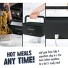 image:imageNostalgia 32Ounce Heated Electric Lunch Box  Travel Size 4 Cup Capacity for Soup Pasta and Leftovers  LeakProof Silicone Sealed Lid Foldable Carry Handle Detachable Cord  ChambrayBlack