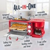 image:imageNostalgia 3in1 Breakfast Station  Includes Coffee Maker NonStick Griddle and 4Slice Toaster Oven  Versatile Breakfast Maker with Timer  AquaRed