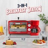 image:imageNostalgia 3in1 Breakfast Station  Includes Coffee Maker NonStick Griddle and 4Slice Toaster Oven  Versatile Breakfast Maker with Timer  AquaRed