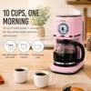 image:imageNostalgia Classic Retro 10 Cup Coffee Maker  OneTouch Drip Brew Reusable Filter  AntiDrip Auto Shutoff amp Time Display  Dishwasher Safe 50 oz Carafe  AquaPink