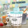 image:imageNostalgia Electric Ice Cream Maker With 4 Qt Capacity Old Fashioned Ice Cream Machine Makes Frozen Yogurt or Gelato in Minutes Vintage Wooden Style Ice Cream Maker with Aluminum Canister Light WoodAquaWhite