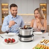 image:imageNostalgia FPS200 6Cup Stainless Steel Electric Fondue Pot with Temperature Control 6 ColorCoded Forks and Removable Pot  Perfect for Chocolate Caramel Cheese Sauces and MoreStainless Steel