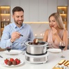 image:imageNostalgia FPS200 6Cup Stainless Steel Electric Fondue Pot with Temperature Control 6 ColorCoded Forks and Removable Pot  Perfect for Chocolate Caramel Cheese Sauces and MoreWhite