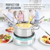image:imageNostalgia FPS200 6Cup Stainless Steel Electric Fondue Pot with Temperature Control 6 ColorCoded Forks and Removable Pot  Perfect for Chocolate Caramel Cheese Sauces and MoreAqua