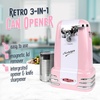 image:imageNostalgia Retro Electric Can Opener for Kitchen with Magnetic Lid Remover Knife Sharpener and Soda or Beer Bottle Opener RedPink