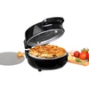 Pizza Oven – 12in Woodfired Style Indoor Electric Countertop Pizza Maker – Ceramic Stone & Stainless Steel Peel – Variable Temp Control to 750°F – Homemade Pizza in Minutes-Black