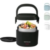 image:imageNostalgia 32Ounce Heated Electric Lunch Box  Travel Size 4 Cup Capacity for Soup Pasta and Leftovers  LeakProof Silicone Sealed Lid Foldable Carry Handle Detachable Cord  ChambrayBlack