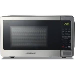 image:imageFarberware 07 Cu Ft Countertop Microwave Oven  700 Watts Power Auto Cook Settings Defrost Easy Clean and Child Safety Lock  BlackStainless Steel