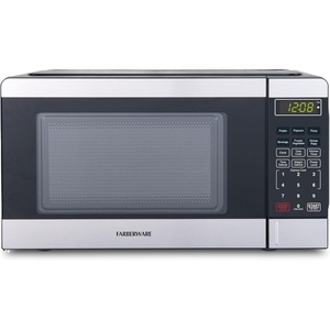 image:imageFarberware 13 Cu Ft Countertop Microwave Oven  1100 Watts Power Auto Cook Settings Defrost Easy Clean and Child Safety Lock  StainlessStainless Steel