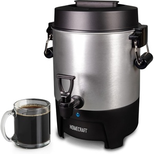 image:imageHomecraft 100Cup Coffee Urn and Hot Beverage Dispenser with Dripless Faucet QuickBrewing Stainless Steel45 Cup Carry Handle