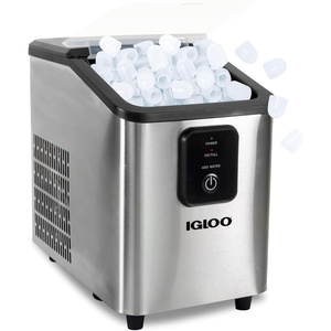 image:imageIgloo Portable Ice Maker with Scoop  Ice Maker with LED Control Panel amp 15 Quart Water Tank  Stainless Ice Cube Maker Produces 26 Lbs of Ice in 24 Hours with 9 Large or Small Cubes in 7 MinutesStainless Steel