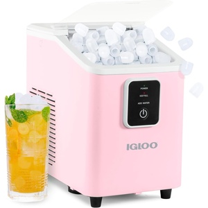 image:imageIgloo Portable Ice Maker with Scoop  Ice Maker with LED Control Panel amp 15 Quart Water Tank  Stainless Ice Cube Maker Produces 26 Lbs of Ice in 24 Hours with 9 Large or Small Cubes in 7 MinutesPink