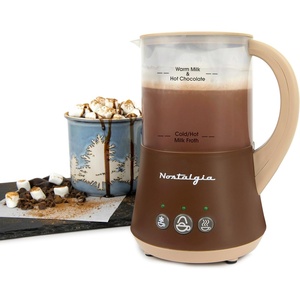 image:imageNostalgia 32 Oz Frother and Hot Chocolate Maker Warm or Cold Milk Foam Includes Cocoa Bomb Mold for Coffees Lattes Cappuccinos BrownBrown