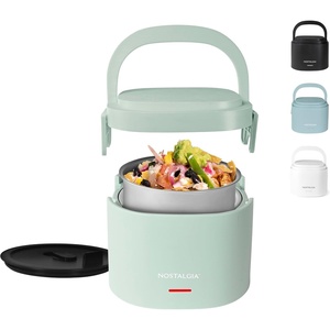 image:imageNostalgia 32Ounce Heated Electric Lunch Box  Travel Size 4 Cup Capacity for Soup Pasta and Leftovers  LeakProof Silicone Sealed Lid Foldable Carry Handle Detachable Cord  ChambraySage
