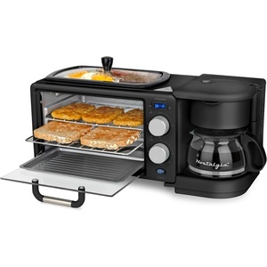 image:imageNostalgia 3in1 Breakfast Station  Includes Coffee Maker NonStick Griddle and 4Slice Toaster Oven  Versatile Breakfast Maker with Timer  AquaBlack