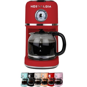 image:imageNostalgia Classic Retro 10 Cup Coffee Maker  OneTouch Drip Brew Reusable Filter  AntiDrip Auto Shutoff amp Time Display  Dishwasher Safe 50 oz Carafe  AquaRed