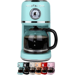image:imageNostalgia Classic Retro 10 Cup Coffee Maker  OneTouch Drip Brew Reusable Filter  AntiDrip Auto Shutoff amp Time Display  Dishwasher Safe 50 oz Carafe  AquaAqua