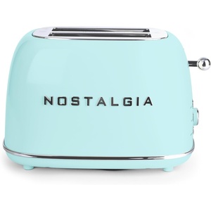 image:imageNostalgia Classic Retro 2Slice Toaster Vintage Design Enamel Coated Steel Body Wide Slots for all Breads Crumb Tray Cord Storage DefrostCancel and Bagel Function amp 6 Toasting Levels AquaAqua