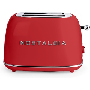 image:imageNostalgia Classic Retro 2Slice Toaster Vintage Design Enamel Coated Steel Body Wide Slots for all Breads Crumb Tray Cord Storage DefrostCancel and Bagel Function amp 6 Toasting Levels AquaRed
