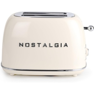 image:imageNostalgia Classic Retro 2Slice Toaster Vintage Design Enamel Coated Steel Body Wide Slots for all Breads Crumb Tray Cord Storage DefrostCancel and Bagel Function amp 6 Toasting Levels AquaCream