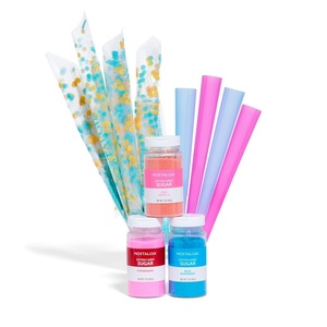 image:imageNostalgia Cotton Candy Variety Kit  3 Flossing Sugar Flavors Pink Vanilla Blue Raspberry Strawberry  7oz Bottles 4 Reusable Cones 10 Clear Bags with Twist Ties  Party Supplies7 oz each