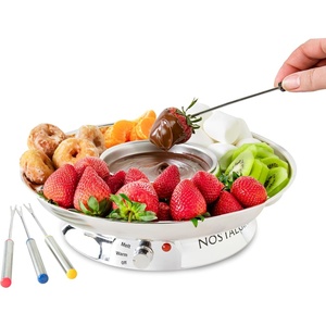 image:imageNostalgia Electric Fondue Party Set  10 oz Melting Pot 4 Roasting Forks amp Detachable Serving Tray  Melted Cheese Chocolate or Dessert  Perfect for Gifts Parties Date Night  BlackStainless Steel