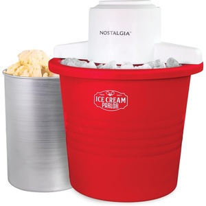 image:imageNostalgia Electric Ice Cream Maker With 4 Qt Capacity Old Fashioned Ice Cream Machine Makes Frozen Yogurt or Gelato in Minutes Vintage Wooden Style Ice Cream Maker with Aluminum Canister Light WoodRed