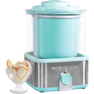 image:imageNostalgia Electric Ice Cream Maker with 2Qt Double Insulated Gel Canister amp Stainless Steel Base  Makes Sorbet Soft Serve and Frozen Yogurt  AquaStainless Aqua