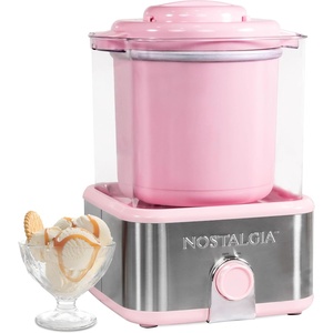 image:imageNostalgia Electric Ice Cream Maker with 2Qt Double Insulated Gel Canister amp Stainless Steel Base  Makes Sorbet Soft Serve and Frozen Yogurt  AquaStainless Pink