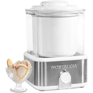 image:imageNostalgia Electric Ice Cream Maker with 2Qt Double Insulated Gel Canister amp Stainless Steel Base  Makes Sorbet Soft Serve and Frozen Yogurt  AquaStainless White