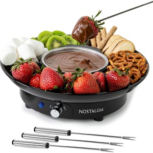 image:imageNostalgia FPS200 6Cup Stainless Steel Electric Fondue Pot with Temperature Control 6 ColorCoded Forks and Removable Pot  Perfect for Chocolate Caramel Cheese Sauces and MoreBlack