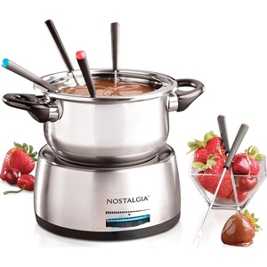 image:imageNostalgia FPS200 6Cup Stainless Steel Electric Fondue Pot with Temperature Control 6 ColorCoded Forks and Removable Pot  Perfect for Chocolate Caramel Cheese Sauces and MoreStainless Steel