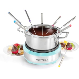 image:imageNostalgia FPS200 6Cup Stainless Steel Electric Fondue Pot with Temperature Control 6 ColorCoded Forks and Removable Pot  Perfect for Chocolate Caramel Cheese Sauces and MoreAqua