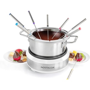 image:imageNostalgia FPS200 6Cup Stainless Steel Electric Fondue Pot with Temperature Control 6 ColorCoded Forks and Removable Pot  Perfect for Chocolate Caramel Cheese Sauces and MoreWhite