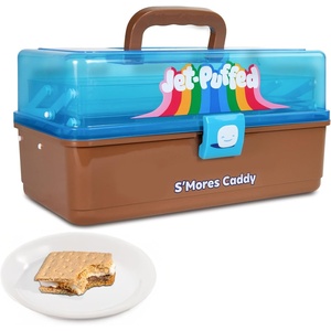 image:imageNostalgia JetPuffed Tabletop Indoor Electric Smores Maker  Smores Kit With Marshmallow Roasting Sticks and 4 Compartment Trays for Graham Crackers Chocolate Marshmallows  WhiteJet Puffed Smores Caddy