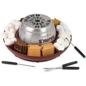 image:imageNostalgia JetPuffed Tabletop Indoor Electric Smores Maker  Smores Kit With Marshmallow Roasting Sticks and 4 Compartment Trays for Graham Crackers Chocolate Marshmallows  WhiteOriginal Smores