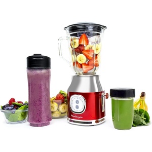 image:imageNostalgia KoolAid Slush N Go Personal Blender for Smoothies Slushies Shakes and Fruit Blends Includes Two 15 Oz Travel Bottles Cup Lid and Reusable Straw BlueRed Blender