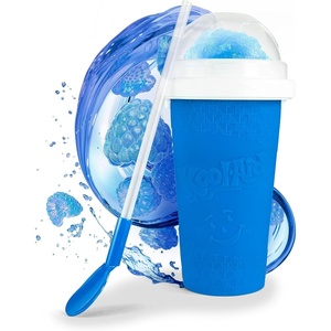 image:imageNostalgia KoolAid Squeezy Slush 10 Oz Cup for Instant Slushes from any Drink Soda or Juice with Dome and Reusable Spoon Straw Blue