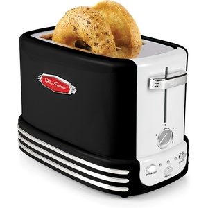 image:imageNostalgia New and Improved Wide 2Slice Toaster Perfect For Bread English Muffins Bagels 5 Browning Levels With Crumb Tray amp Cord Storage AquaBlack