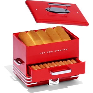 image:imageNostalgia Oscar Mayer DinerStyle Hot Dog Steamer and Bun Warmer 8 Hot Dog and 4 Bun Capacity Steam Bratwursts Sausages Vegetables Fish Dumplings YellowRed Steamer