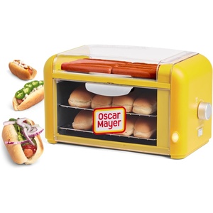 image:imageNostalgia Oscar Mayer Extra Large 8 Hot Dog Roller amp Bun Toaster Oven  Stainless Steel Grill Rollers for Veggie Sausages amp Brats  MultiUse Warming Oven with Adjustable Timer for Parties  YellowHot Dog Roller Yellow