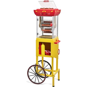 image:imageNostalgia Oscar Mayer Hot Dog Ferris Wheel  Retro Style Hot Dog Roller Cart Toaster  Classic 6Piece Grill Machine with Bun Warmer Push Handle Wheels Transparent Housing Storage CompartmentYellow