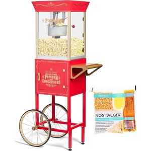 image:imageNostalgia Popcorn Maker Machine  Professional Cart With 10 Oz Kettle Makes Up to 40 Cups  Vintage Lincoln Popper Popcorn Machine Movie Theater Style  BlackRed Bundle