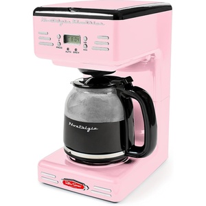 image:imageNostalgia Retro 12Cup Programmable Coffee Maker With LED Display Automatic ShutOff amp Keep Warm PauseAndServe Function AquaPink