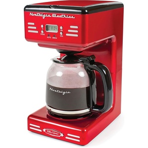 image:imageNostalgia Retro 12Cup Programmable Coffee Maker With LED Display Automatic ShutOff amp Keep Warm PauseAndServe Function AquaRed