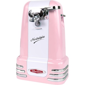image:imageNostalgia Retro Electric Can Opener for Kitchen with Magnetic Lid Remover Knife Sharpener and Soda or Beer Bottle Opener RedPink