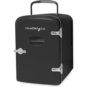 image:imageNostalgia Retro Mini Fridge and Heater  6Can Capacity 12Volt Power Adapter Carry Handle and Display Window  Perfect for Home Office Car or Dorm Room  BlackBlack