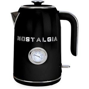 image:imageNostalgia Retro Stainless Steel Electric Tea And Water Kettle 17 Liters AutoShut Off amp BoilDry Protection Water Level Indicator Window AquaBlack