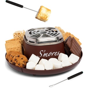 image:imageNostalgia Tabletop Indoor Electric Smores Maker  Smores Kit With Marshmallow Roasting Sticks and 4 Trays for Graham Crackers Chocolate and Marshmallows  Movie Night Supplies  BrownSmores Maker Brown